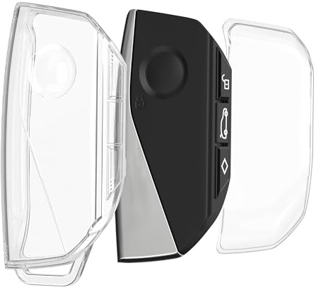 kwmobile Schlüsselhülle für BMW 4-Tasten X7 X1 U11 iX ix1 7er G07 I7 Autoschlüssel Hülle - Autoschlüssel Schlüssel Hülle aus TPU Silikon - Schlüsselschutz Gehäuse in Transparent