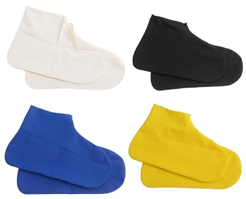 GUOYOU 4 Pairs Latex Rain Shoe Cover 4 Colors Foldable Shoe Cover Thickened Reusable Non Slip Waterproof Overshoes Prevent Rain Into Shoes for Outdoor Cycling and Hiking （Sizes 38-46）