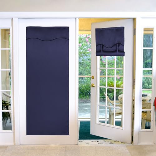 Maritown Front Door Curtain - 66x173CM No Drill Stick on French Door Blinds 1 Panel Single Patio Door Curtains Privacy Blackout Shades,Thermal Insulated, Noise Reduction for Room Easy Install and Care