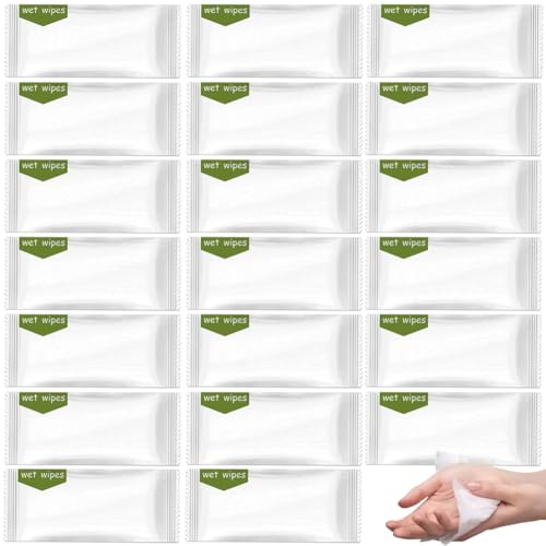 Confezione da 30 salviette umidificate usa e getta da viaggio, confezionate singolarmente; salviette umidificate per hotel; salviette per mani e viso, salviette detergenti personali portatili per