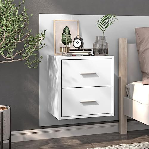 KATERYY Wand-Nachttisch Hochglanz-Weiß,Wandtisch mit Schublade Platzsparer für Schlafzimmer und Wohnzimmer Schlafzimmer, Nachttische