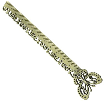 OSALADI Retro Metall Lesezeichen und Lineal aus Zinklegierung mit Schmetterlings und Ginkgoblatt Design Multifunktional für Schüler und Buchliebhaber Geschenk zu Geburtstag