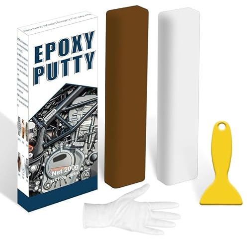 EIGTWEN 200 g Epoxidspachtel, schnelle Reparatur verschiedener Materialrisse und Defekte, kann als Metallspachtel, Epoxid-Holzspachtel, Haushalts-Essential-Klempner-Kitt verwendet werden (braun)