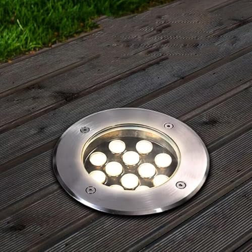 Empotrable Al Aire Libre Focos - Focos Suelo Led Exterior, Lámpara De Pie Empotrada Redonda Para Terraza Estanca CA 220V IP67, Para Césped, Caminos, Jardines Luces De Paisaje(Yellow Light,9W)