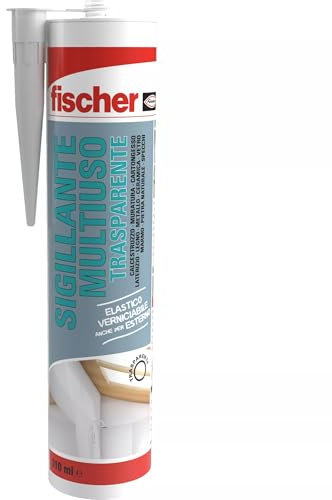 Fischer SA Trasparente Sigillante Acrilico, Multiuso, Flessibile, Verniciabile, Liscio, non Macchia i Materiali Delicati, 563842