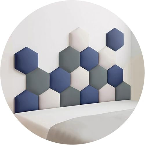 DECAKE Padded Wall Panels, Headboard Wall Padding, Anti-collision Self-adhesive 3D Soft Bag Wall Panels for Kids Room Wall Design(Blue,180x105cm)