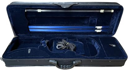 Geigenkasten Violine 4/4 mezzo-forte, Rechteck-Format, leicht unter 2 kg, Rucksackgurte, schwarz-blau