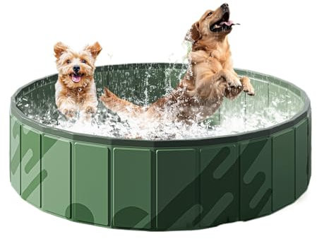 zjhukfmc Piscine Pliable pour Chiens, 80 * 20/30cm Pataugeoire pour Animaux Antidérapant, Baignoire Pliable PVC Bassin, Baignoire pour Chien Intérieur, Piscine pour Grands et Petits Chiens