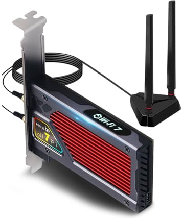 Luobannm Tarjeta de Red Inalámbrica PCIE WiFi 7 BE8800RGB BT5.4 de 8774 Mbps, Tribanda, 2,4 G/5 G/6 GHz, para PC de Escritorio con 10/11