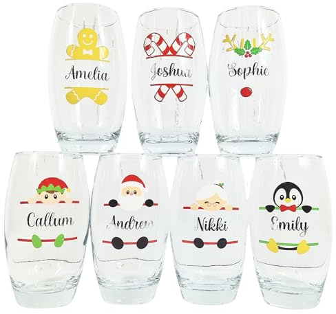 Personalised Christmas Highball Glass Tumbler Hiball Cocktail Novelty Secret Santa, Festive Funny Gifts for Her Him Women Men, Work Colleague Bestie, Xmas Stocking Filler, Reindeer Penguin Elf Snowman