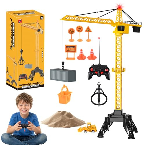 GuKKK Gru a torre telecomandata altezza 138 cm, 2,4 Hz 6 canali RC gru, 680 gradi di rotazione telecomandata gru torre Crane