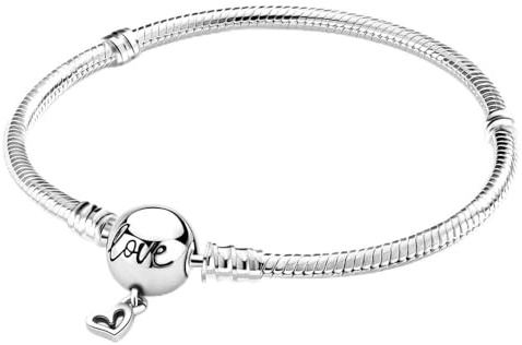 LMLMECREA 925 Sterling Silber Charm Armband Kompatibel mit Charms Anhänger | Charm Armband mit Verschluss,Schlangenkettchen,Lederarmband,Armreif,Länge 17-21cm,Bettelarmband für Damen,LMLMECREA Schmuck