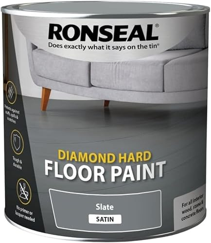 Diamond Hard Floor Paint 750ml Satin Slate – Durable Interior Paint for Wooden & Concrete Floors | Scuff & Scratch Resistant | Long-Lasting Satin Grey Floor Coating