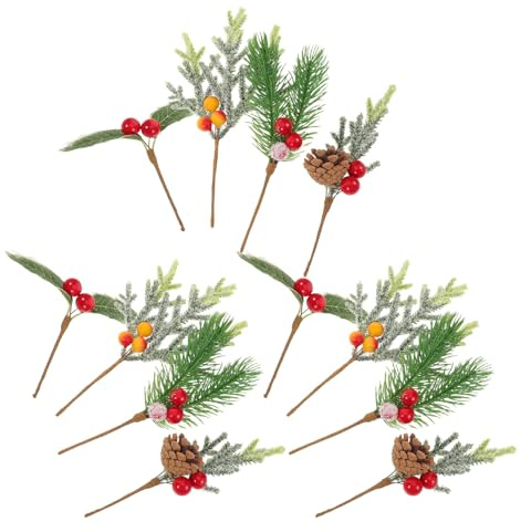 Homoyoyo 12pezzi Stecchi di Bacche Rosse Natalizi Stecchi di Bacche Rosee per Alberi di Natale Artificiali Rami per Feste