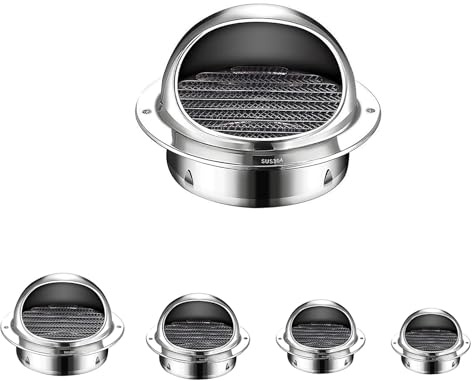 50/90/110/120mm Rejilla de ventilación de Acero Inox, Campana de Ventilación Exterior Redonda, Rejilla de aireación, Salida de Aire de Pared Exterior para Pared, Extractor Campana(200mm)