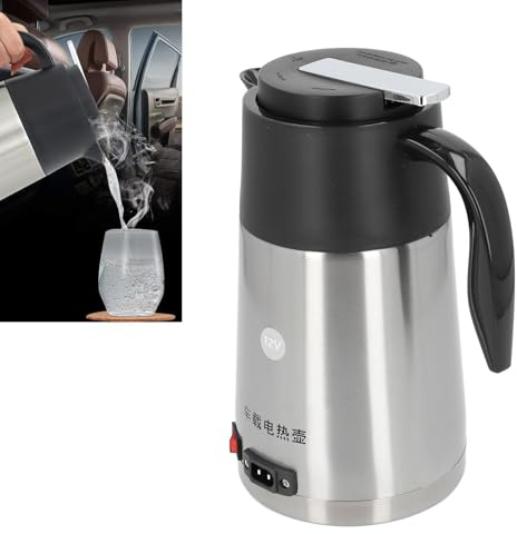 Tyenaza Bouilloire de Voiture, Bouilloire à Eau Chaude 12V Bouilloire électrique Portable Grande capacité en Acier Inoxydable en Plastique, pour Les Voyages en Famille et en Groupe