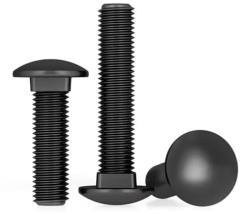 Boulon de carrosserie M3 x 30 mm, en acier inoxydable V2A VA A2, DIN 603 / ISO 8677, tête bombée avec collet carré, filetage complet, noir 20 pièces, (DK : 6,2 mm)