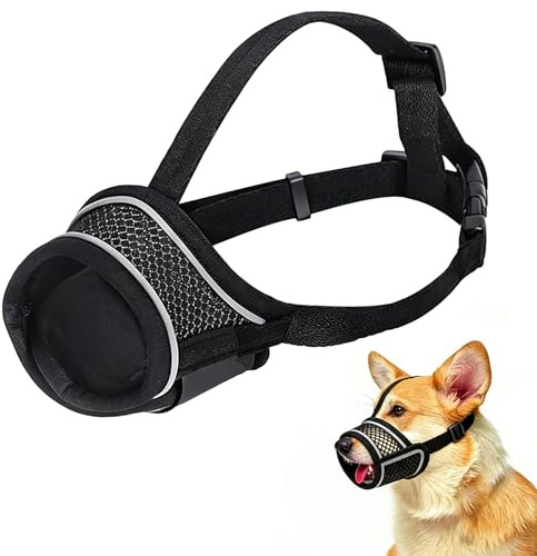 Maulkorb für Hunde,Nylon Maulkorb Für Hunde,Soft Mesh Maulkorb Hund,Atmungsaktiv,Reflektierend,Verstellbarer Hundemaulkorb,Maulkorb Kleine Hunde Stoff,für Mittlere und L Beißen,Bellen,Kauen Verhindern