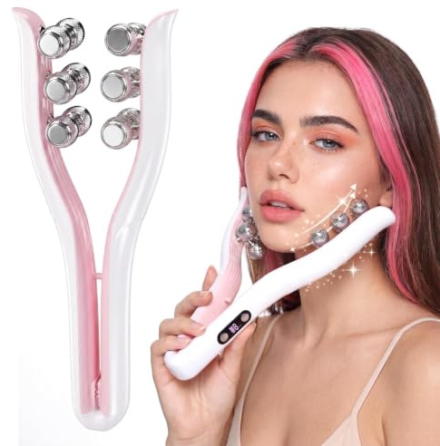 12-Rollers V Face Lifting Massager -Electric Facial Beauty Device | 3 Adjustable Modes & 9 Intensity Levels for Jawline, Double Chin & Skin Tightening, USB Rechargeable, Home Use