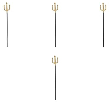 Healeved 4pcs Halloween Plastic Devil Pitch Fork Simulation Trident Prop with Long Black Rods King Costume Accessory for Masquerade Parties and Demon Role-play Lightweight Fancy Dress Tool