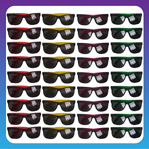 Funny Party Hats Neon Sunglasses- 36 Pack - Bulk Sunglasses - Party Glasses - Pool Party - Beach Party Favors