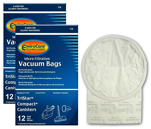 Envirocare Replacement Micro Filtration Vacuum Cleaner Dust Bags made to fit TriStar Compact, Patriot, Miracle Mate, Airstorm, MG1, MG2, Tristar EXL, Dust Care Pullman-Holt Backpacks 24 pack