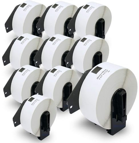 BETCKEY - 10 Rotoli DK-11201 Etichette per Indirizzi Compatibile con Brother, 29mm x 90mm, 4000 Etichette per Stampanti di Etichette Brother QL