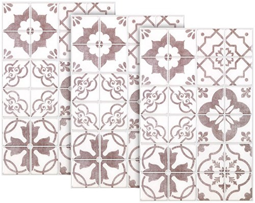 infactory Fliesenaufkleber Küche: Selbstklebende 3D-Bordüre-Fliesenaufkleber, 29,5 x 19,5 cm, 3er-Set (Fliesen Klebefolie Steinoptik, Klebefolie Steinoptike 3D, WC)