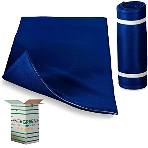 EVERGREENWEB Ever AIR-Matratze, Doppelbett 160x195 Hoch 3 cm, Herausnehmbarer Stoff, Faltbar, Ergonomisch, Ideal als Rollmatratze für Camping oder Fitness Aktivitäten, BLAU – Twist Bed AIR BLAU
