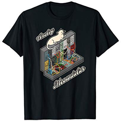 Lustig Katze auf Analog modular Synthesizer T-Shirt