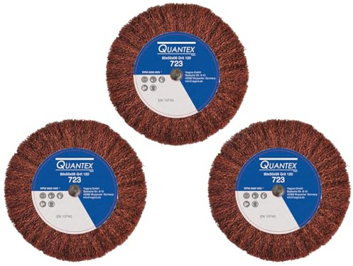 3 Stück Schleifvlies Körnung: 120, 80mmx50mm, 6mm Einspannschaft- Schleifmopstift, Vliesschleifer, Schleifmop, Schleifvlies mit Schaft.