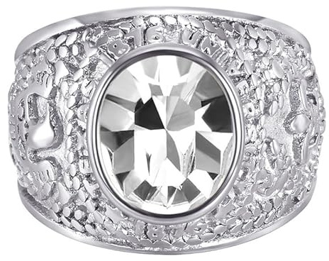 BOBIJOO Jewelry - Bague Chevalière Homme Université USA Fleur de Lys University Acier 316L Argenté - 68 (12 US), Blanc - Acier Inoxydable 316
