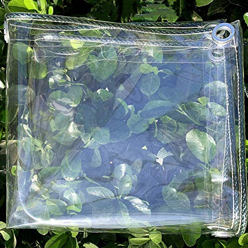 ZHUOZ1T Abdeckplane Transparente Plane,wasserdichte PVC Kunststoffplane Mit Ösen,Klarsicht Folie,0.35mm Dick Faltbar PVC Klar wasserdichte Vorhang,Reißfest Und Windschutz,365 G/M²(1.6x3m/5.2x9.8ft)