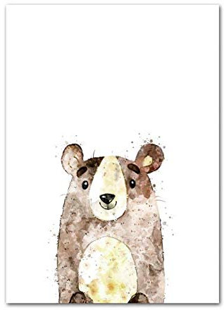 LCSLDW Leinwanddruck Cartoon Tier Kinderzimmer Wandkunst Leinwand Malerei Nordic Poster Und Drucke Wandbild Baby Kinderzimmer Dekor, Wie Gezeigt, 21X30Cm Ohne Rahmen