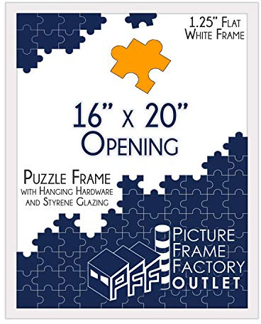 PFFO 16x20 Puzzle Frame for Jigsaw Puzzle Wall Decor, White Picture Frame for Modern or Traditional Style