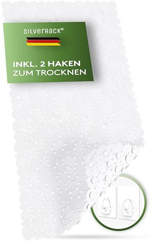 SilverRack DermaSensitivo badmatta 100% BPA-fri (vit – stenutseende) – halkfri badmatta 88 x 40 cm – halkfri duschmatta för säker passform i badkaret | Stenutseende, badkar BPA-fri, duschmatta mögelresistent, maskintvättbar, badmatta halkfri