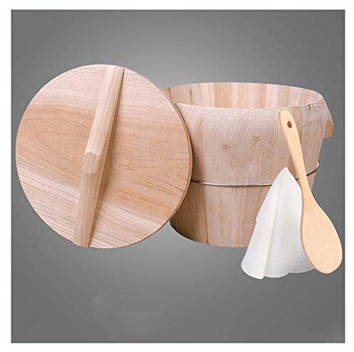 KELUNIS Wooden Sushi Rice Bowl, Hangiri Sushi Oke Sushi Rice Mixing Tub with 4 Pieces Sushi Making Serving Accessory Kit