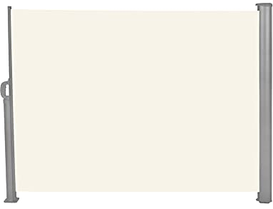 vanvilla Seitenmarkise 160x300 cm ausziehbar Sichtschutz Terrasse Sonnenschutz Terrasse Windschutz Terrasse Seiten Markise Boden- oder Wandmontage Balkon Sonnenschutz Grau/Beige