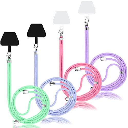 Weewooday 4 Pcs Phone Lanyard Crossbody Phone Strap Universal Cellphone Neck Lanyard with Patch for Women, Anti Theft(Solid Color Series)