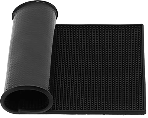 Tappetino da bar in gomma antiscivolo per servizio barbiere, 30 x 15 x 1 cm, colore: Nero