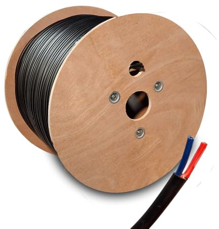 PD Connex RX14 Professional Speaker Cable 100m Reel - Heavy-Duty 2-Core 2x2.5mm Black Double-Insulated 100V Line Speaker Wire for PA Audio Installations