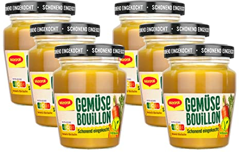 MAGGI Gemüse Bouillon, pastöse Gemüsebrühe im Glas, schonend eingekocht, sofort verwendbar & frei dosierbar, 6er Pack (6 x 160g)