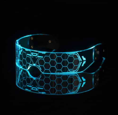 HULA LED Glasses, LED Party Glasses Luminous Glasses Cyberpunk Visor Glasses Light Up Rave Glasses for Halloween (C)