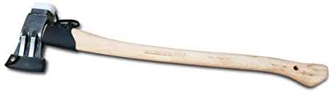 Doppelkeil-Spaltaxt, 1,7 kg mit gefirnistem USA-Hickorystiel (80 cm), mit Lederschneiden- und Stielschutz + Schlagkopf