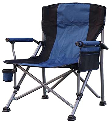 Yadlan Campingstuhl Gepolstert Klappbar, Strandstuhl Klappbar Leicht Bis 150 Kg, Klappstuhl Camping Kleines Packmaß, Angelstuhl Klein Karpfenstuhl Faltbar, Dauerhaft Doppeltes Oxford-Tuch Blau