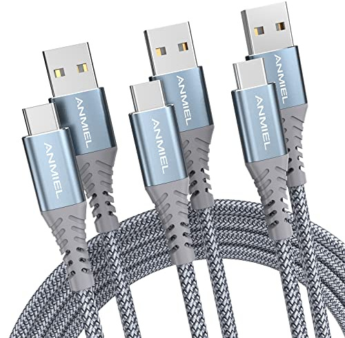 ANMIEL USB C kabel [1M+1M+2M] 3.1A Schnellladekabel,Nylon USB A auf Typ C Ladekabel Kompatibel mit Samsung Galaxy A10e A20 A50 A51 A71,S20 S10 S9 S8 Plus S10E, Note 20 10 9 8,Moto G7 G8