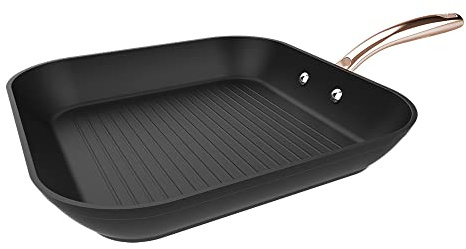 Cecotec Grill Polka Fantasy 28 Grill Golden Diamètre 28 cm, Aluminium Forgé, Revêtement Anti-Adhérent Platinum Plus Teflon, Sans PFOA, Manche en Acier Inox, Convient à l'induction