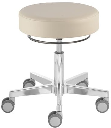 Prova Nova GmbH Rollhocker Puffi® Le Mans 4380, Sitzhöhe ca. 48-61 cm,Rollen ø 65mm, Polsterdekor:Stamskin steingrau