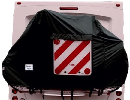 Motorhome / Caravan 2 Bike Cover STANDARD For Rear Vehicle Wall Mounted Style Bike Racks (Black With Clear Pocket)