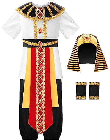 ReliBeauty Déguisement Egyptien Enfant 3 à 6 ans Costume Pharaon Garçon et Fille pour Halloween Carnaval